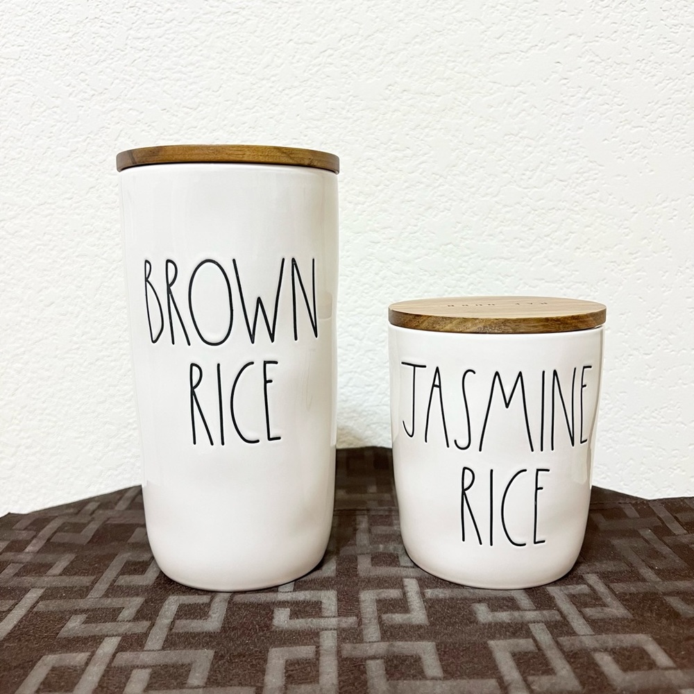 Rae Dunn cellar set BROWN RICE cellar and JASMINE RICE cellar